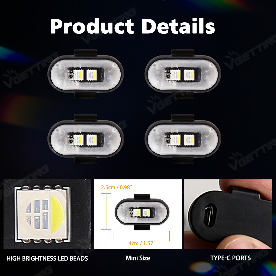 4Pcs Mini Drone Strobe Light 8 - Drone Led Light のレビューと価格
