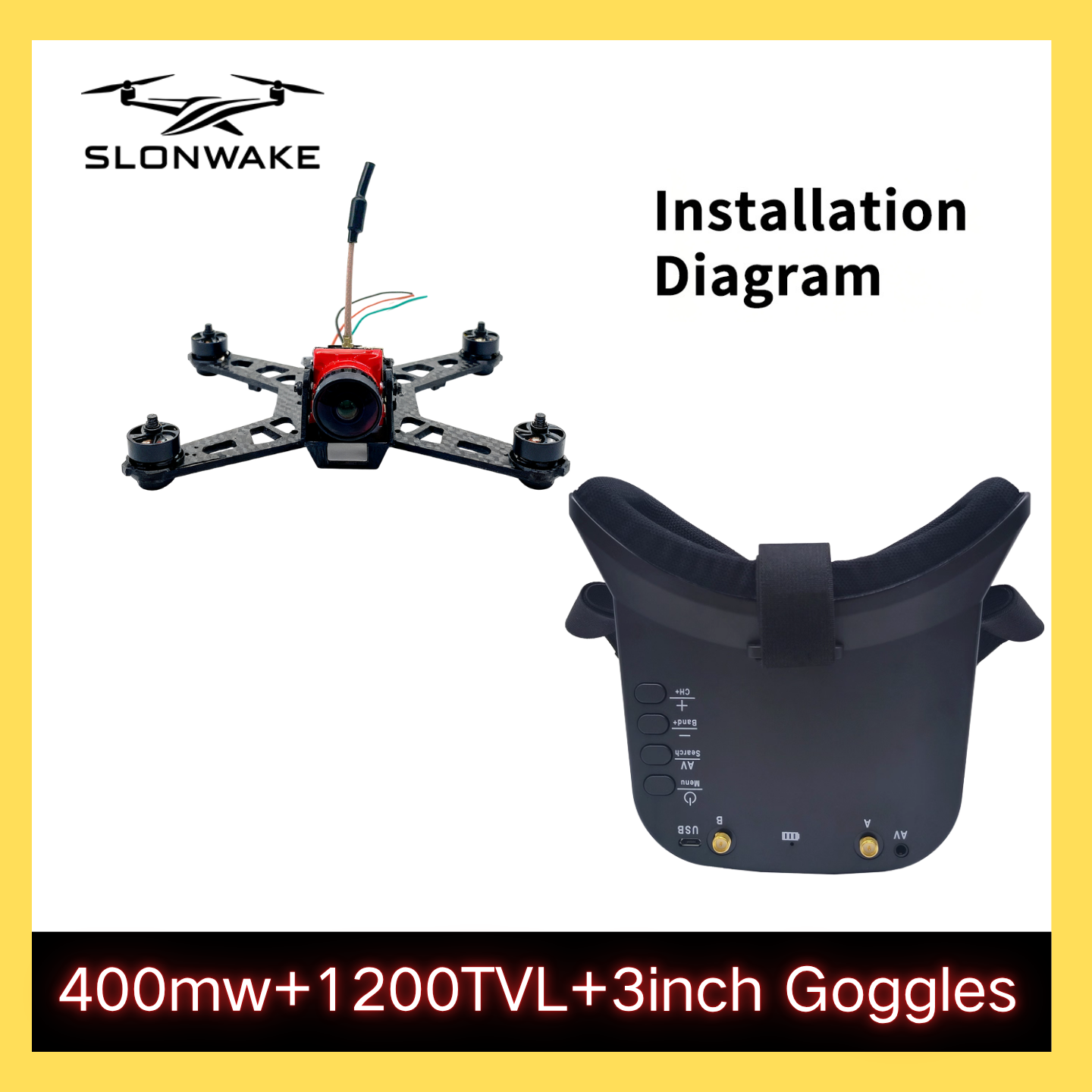 SLONWAKE 5.8G 48CH FPV 400mw V - Drone Frame のレビューと価格